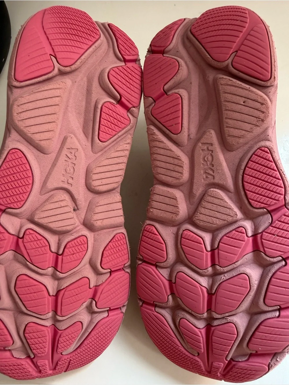 Hoka clifton 10 Women size 5 or big girl 4 Pink and Cream Athletic Sneakers